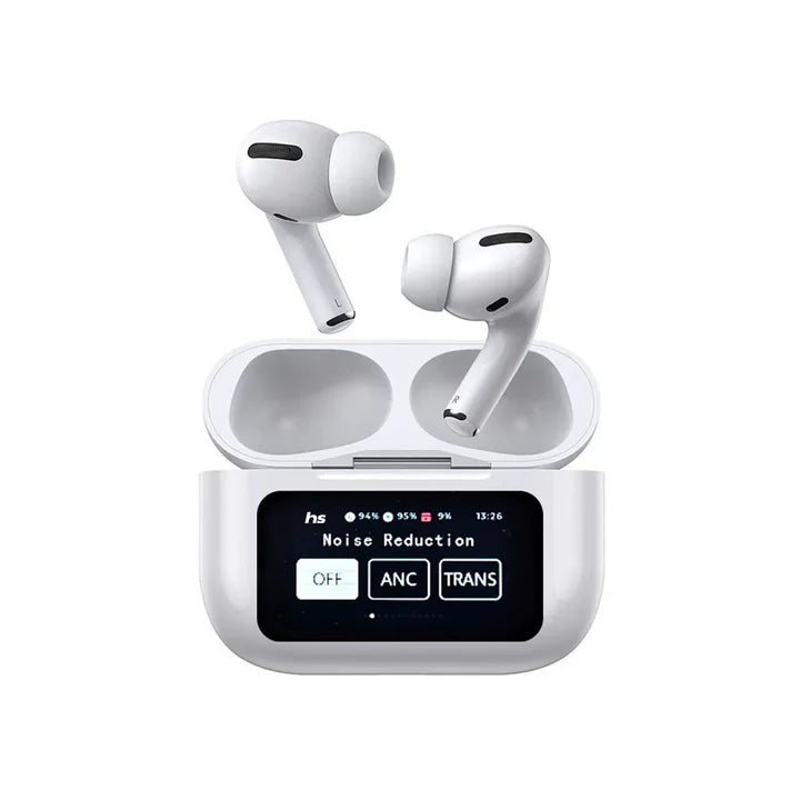 White A9 Pro ANC AirPods with Screen