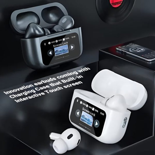 Black A9 Pro ANC Air Pods with Screen | Bluetooth 5.4